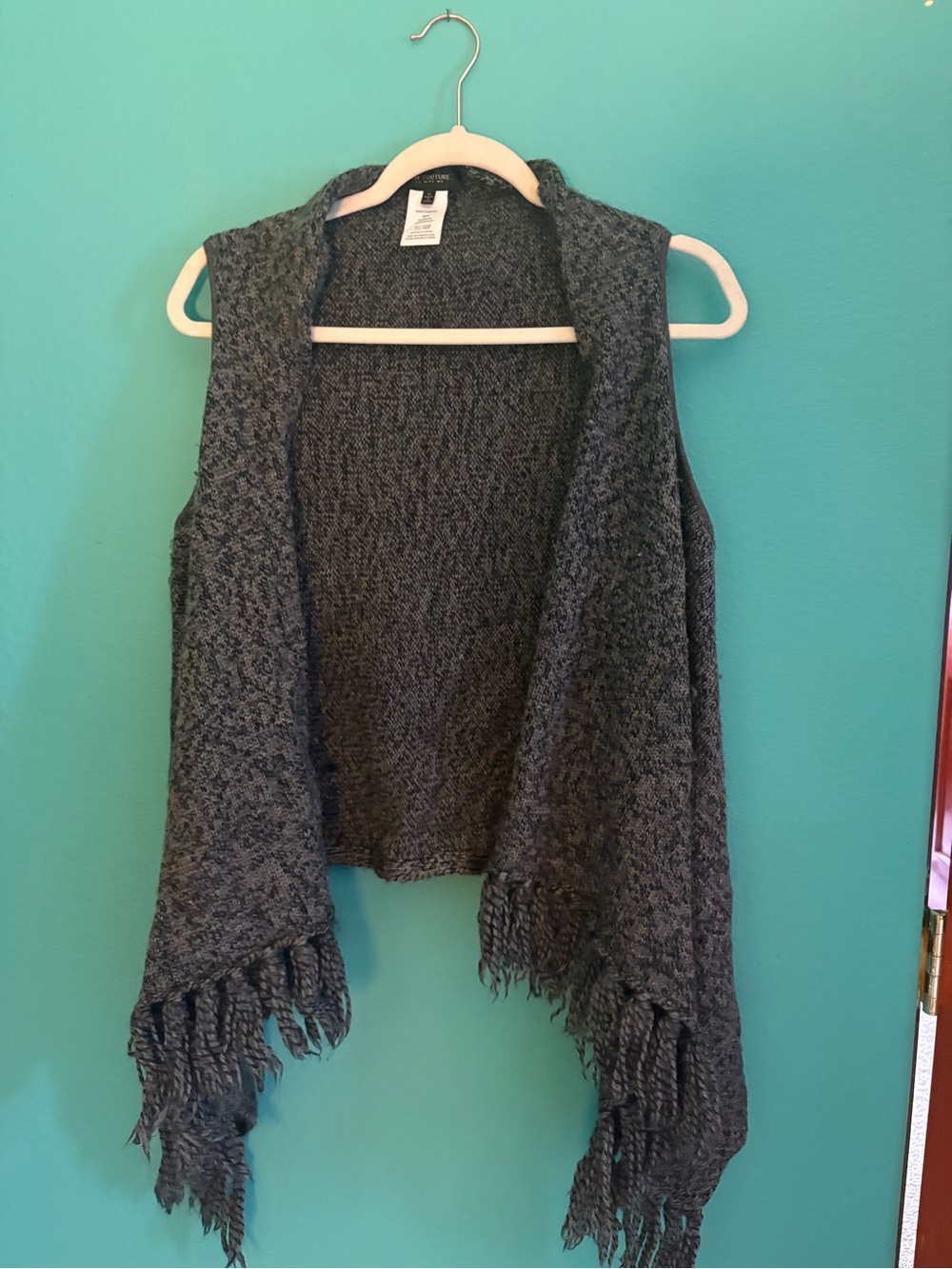 MM Couture by Miss Me Open-Front Knit Fringe Sweater Vest